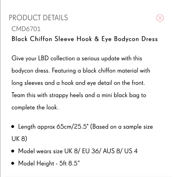 Black Chiffon Sleeve Hook Eye Bodycon 